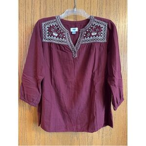 Burgundy Embroidered Top